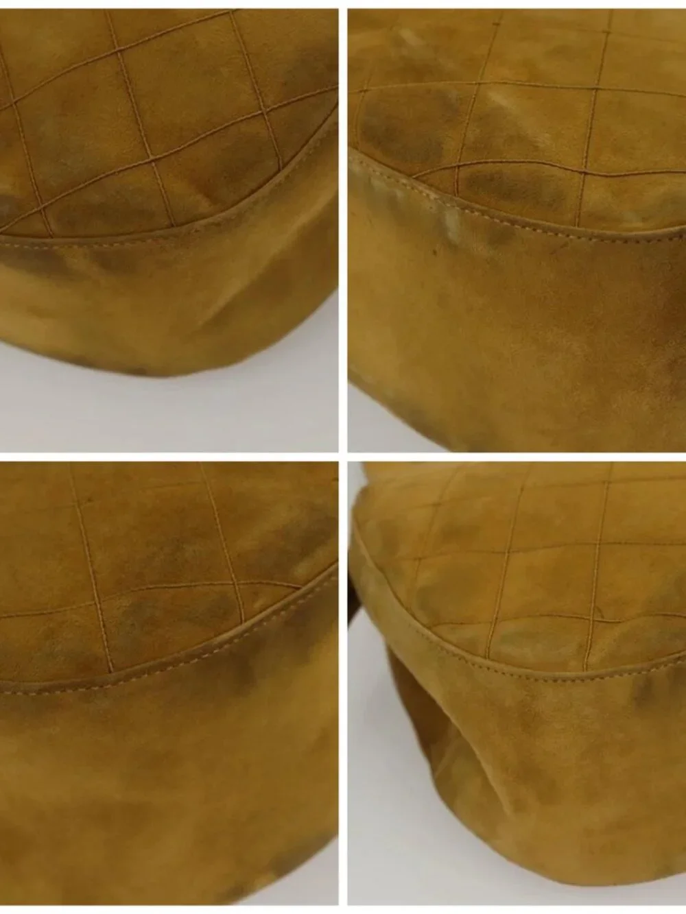 CHANEL Matelasse Hand Bag Suede Yellow CC Auth bs24019
